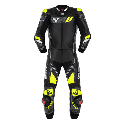 PSI DELTA Zweiteiler Lederkombi Herren Schwarz-gelb-weiss