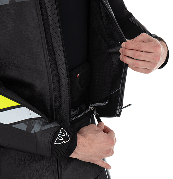 PSI DELTA Zweiteiler Lederkombi Herren Schwarz-gelb-weiss