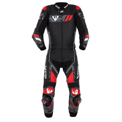 PSI DELTA Zweiteiler Lederkombi Herren Schwarz-rot-weiss