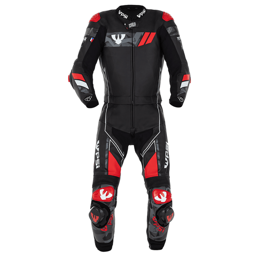 PSI DELTA Zweiteiler Lederkombi Herren Schwarz-rot-weiss