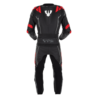 PSI DELTA Zweiteiler Lederkombi Herren Schwarz-rot-weiss