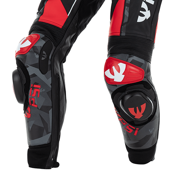 PSI DELTA Zweiteiler Lederkombi Herren Schwarz-rot-weiss