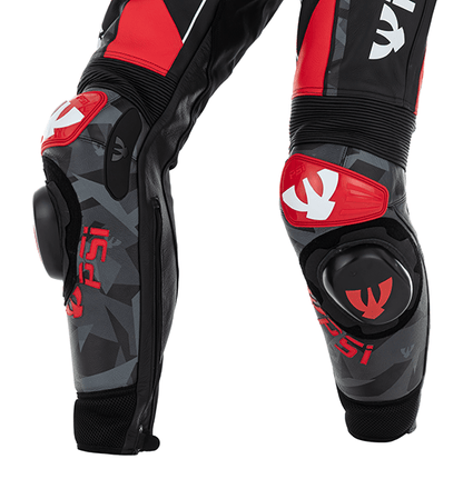 PSI DELTA Zweiteiler Lederkombi Herren Schwarz-rot-weiss