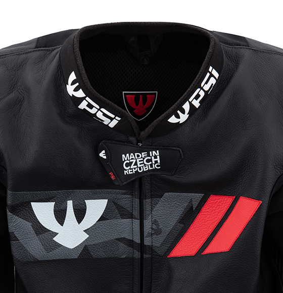 PSI DELTA Zweiteiler Lederkombi Herren Schwarz-rot-weiss