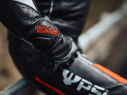 PSI DELTA Zweiteiler Lederkombi Herren Schwarz-rot-weiss