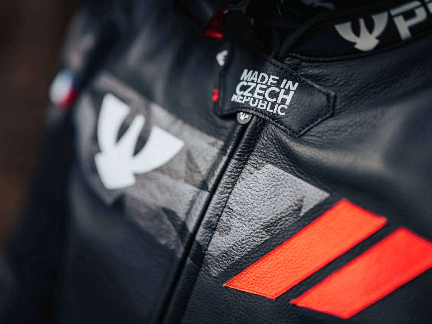 PSI DELTA Zweiteiler Lederkombi Herren Schwarz-rot-weiss