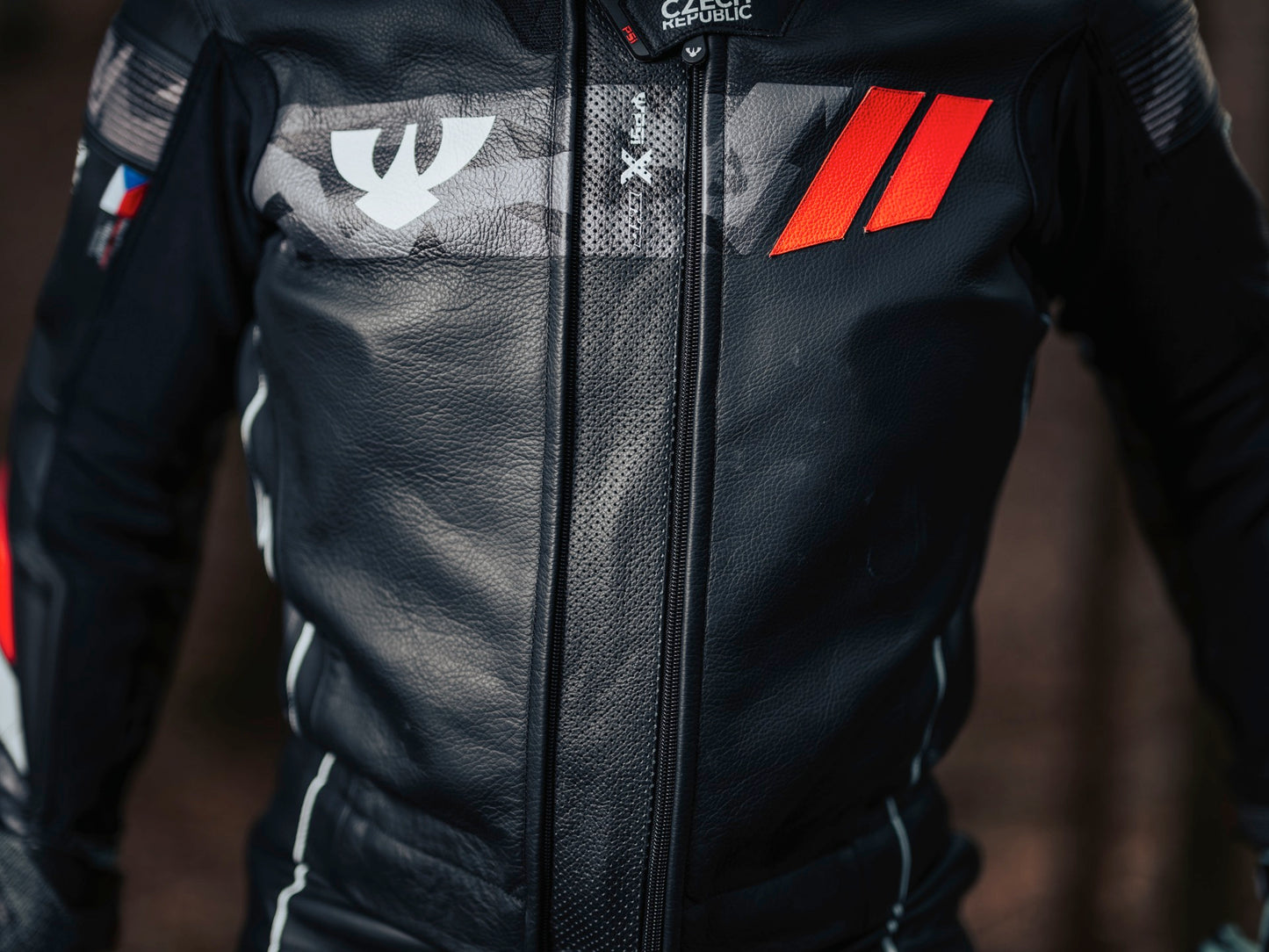 PSI DELTA Zweiteiler Lederkombi Herren Schwarz-rot-weiss