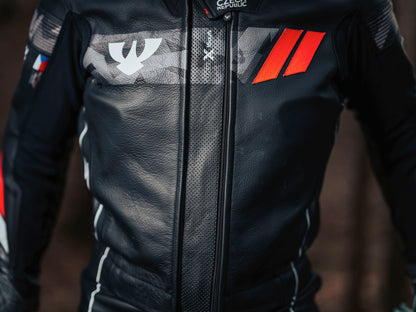 PSI DELTA Zweiteiler Lederkombi Herren Schwarz-rot-weiss